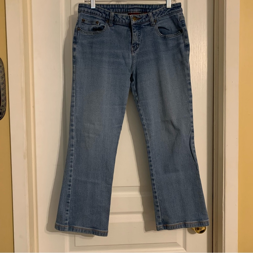 Flared flood cuff med rise jeans
